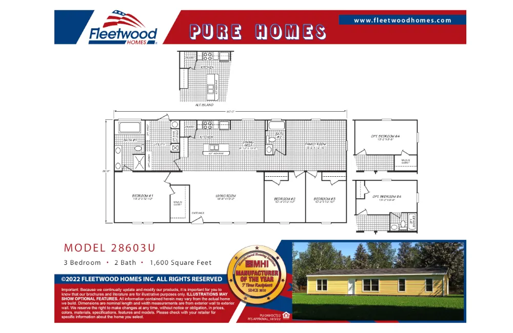 Pure 2860 Pu28603u 3 Bed 2 Bath Mobile Home For