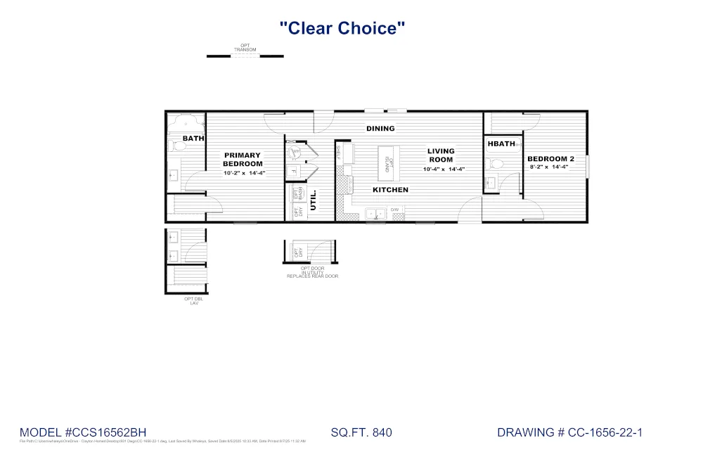 Clear Choice 56 - CCS16562B - Floor Plan