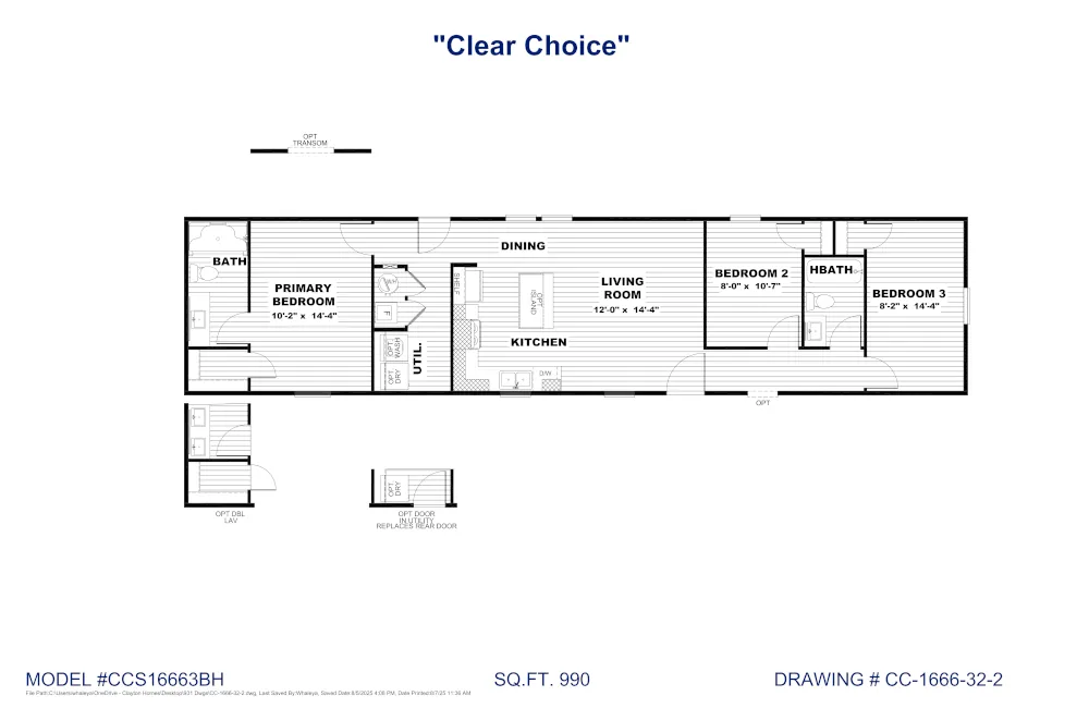 Clear Choice 66 - CCS16663B - Floor Plan
