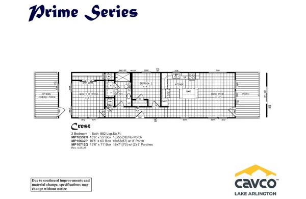 MP16552N – Ridge — Floor Plan MP16552N - Ridge -- Floor Plan